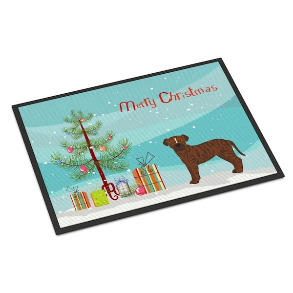 Carolines Treasures 24 x 36 in. Bullboxer Christmas Tree Indoor or Outdoor Mat CK3809JMAT - main